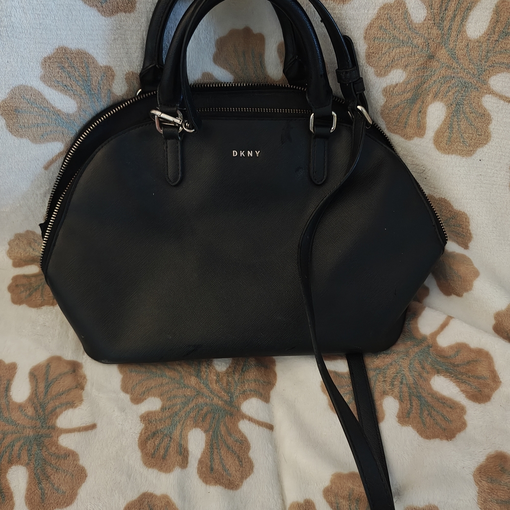 DKNY Black Leather Dome Satchel - Classic Women’s Handbag